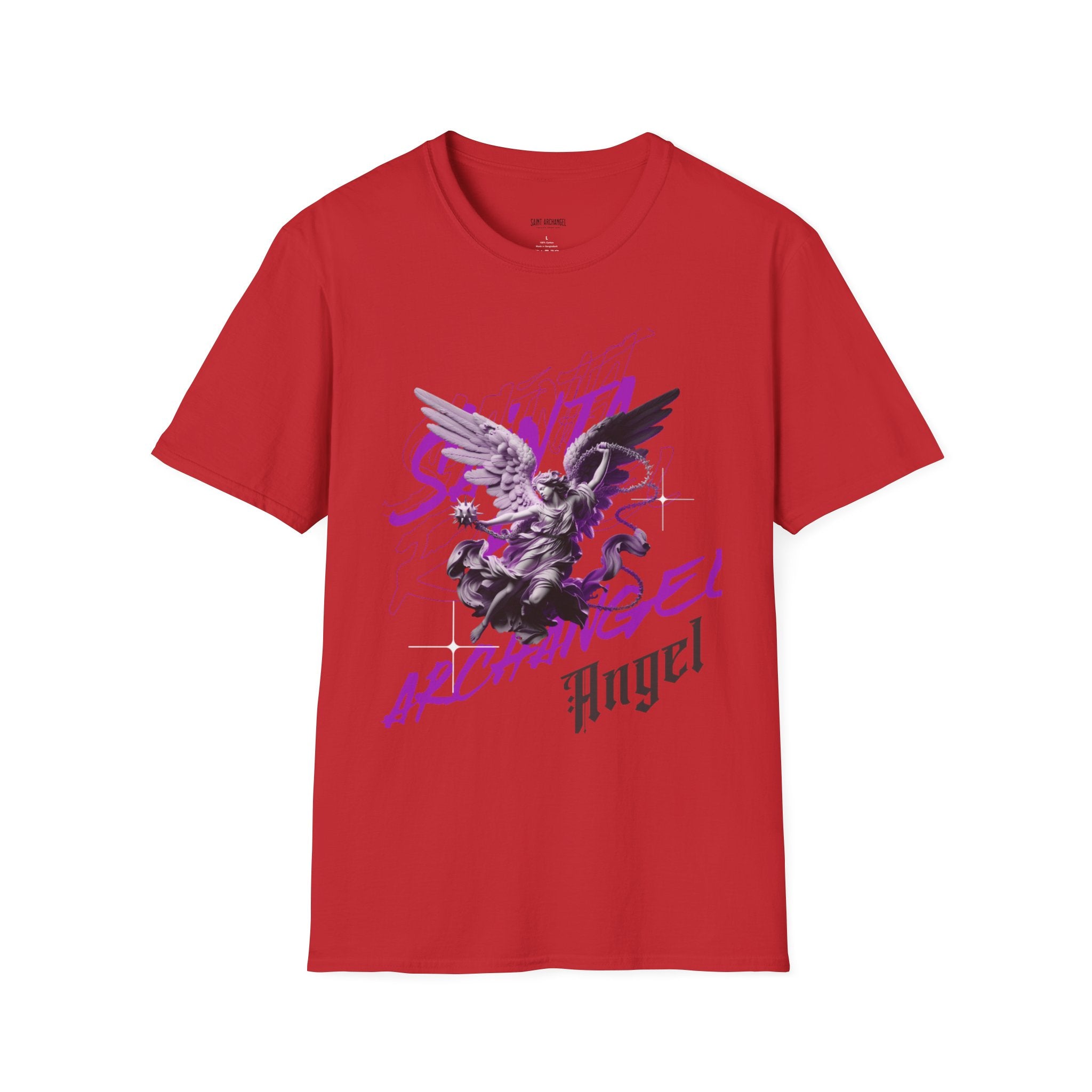 Archangel Angel T‑Shirt — Gothic Purple Statue Graphic Tee