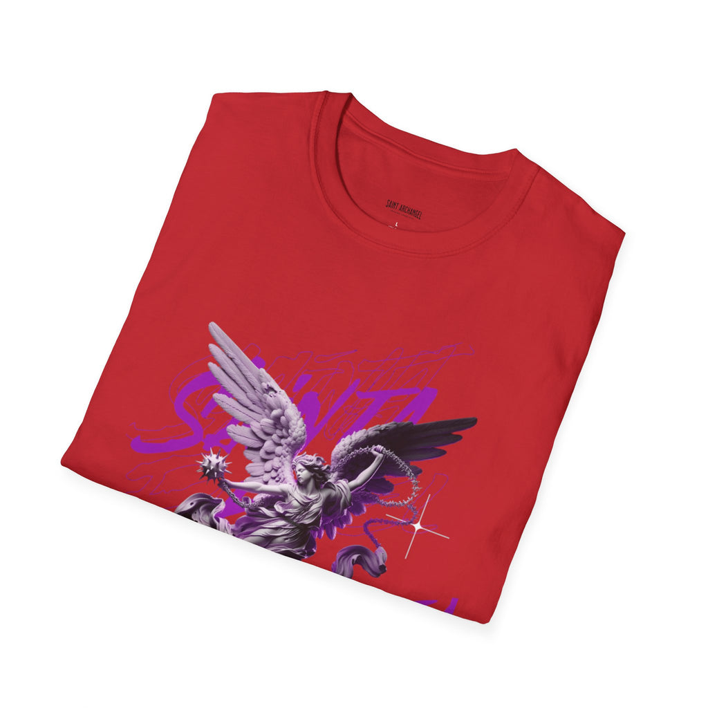 Archangel Angel T‑Shirt — Gothic Purple Statue Graphic Tee