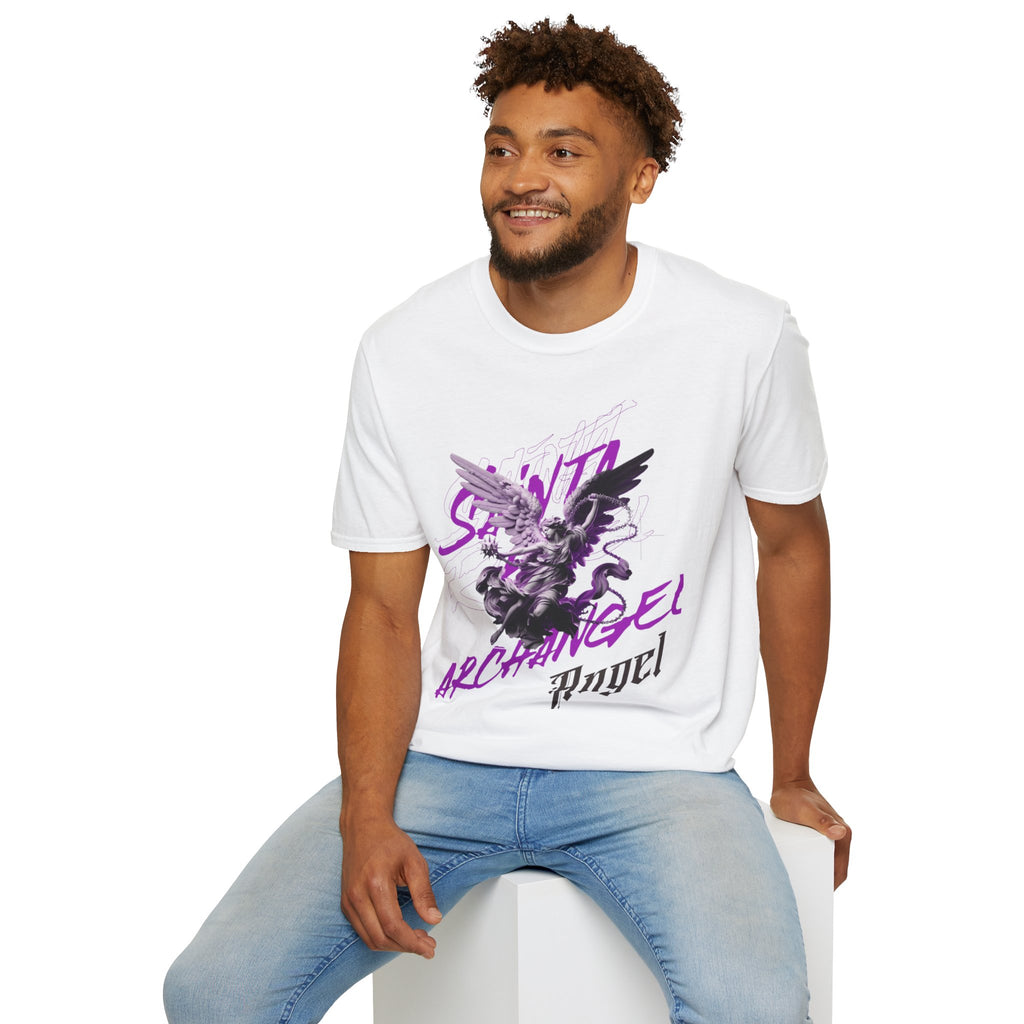 Archangel Angel T‑Shirt — Gothic Purple Statue Graphic Tee