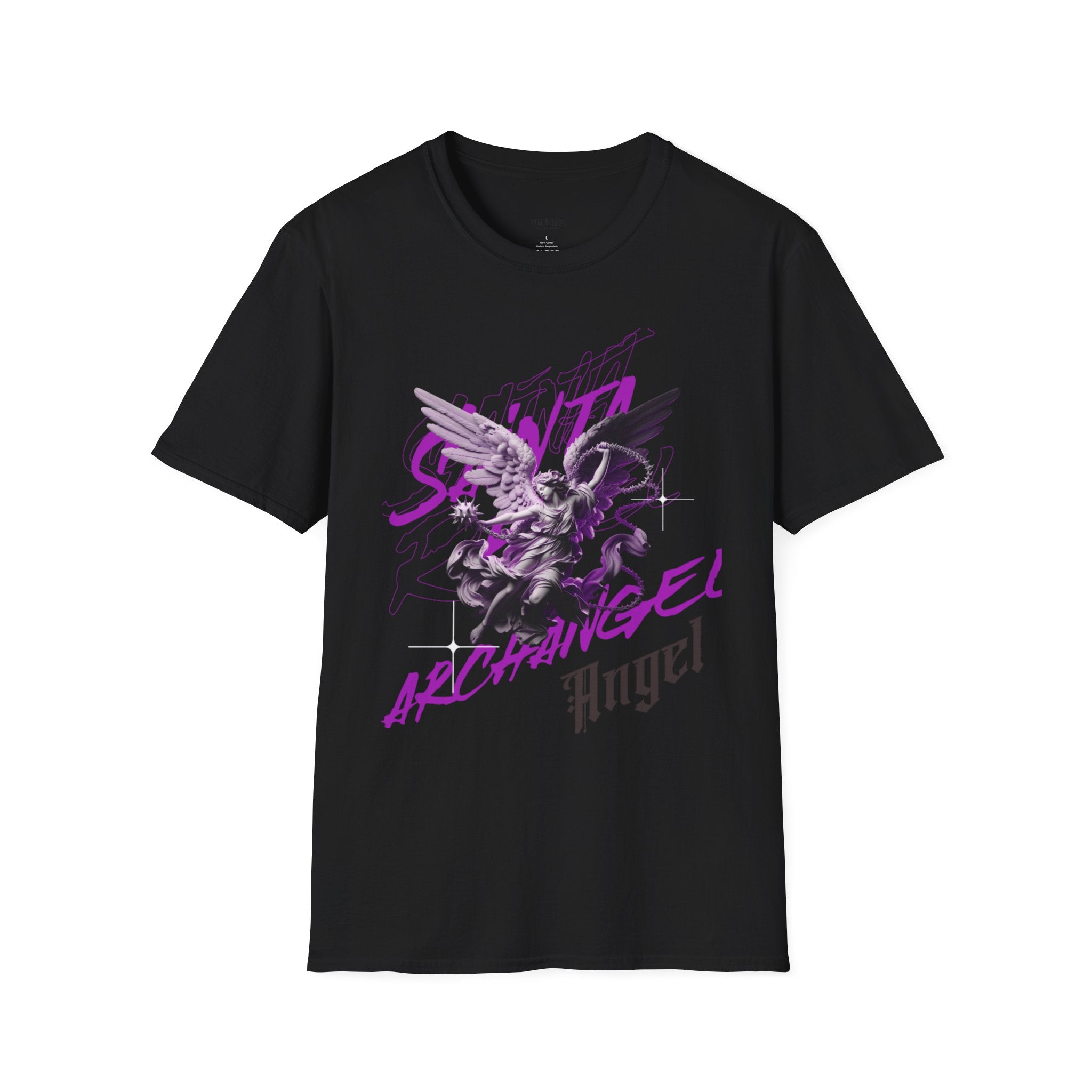 Archangel Angel T‑Shirt — Gothic Purple Statue Graphic Tee