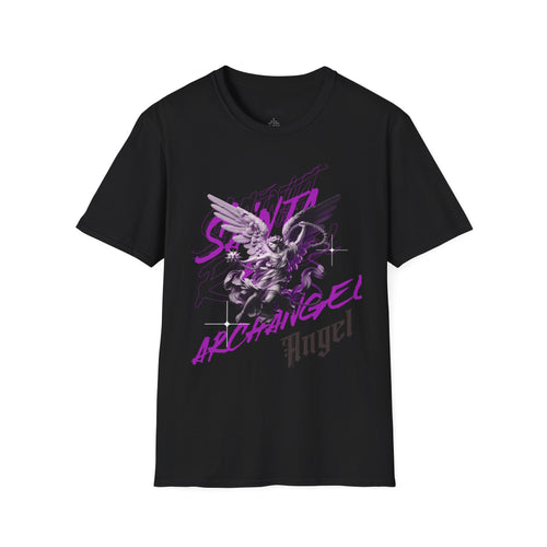 Archangel Angel T‑Shirt — Gothic Purple Statue Graphic Tee