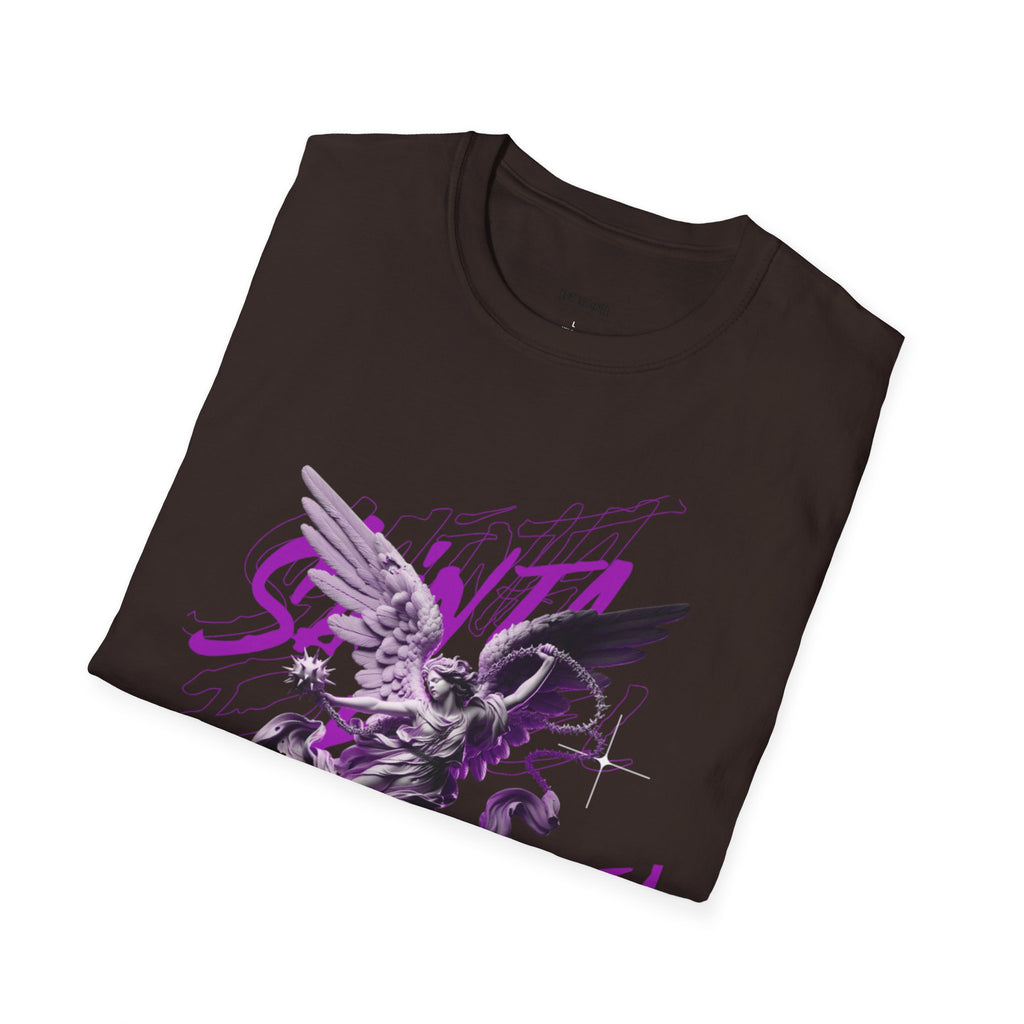 Archangel Angel T‑Shirt — Gothic Purple Statue Graphic Tee