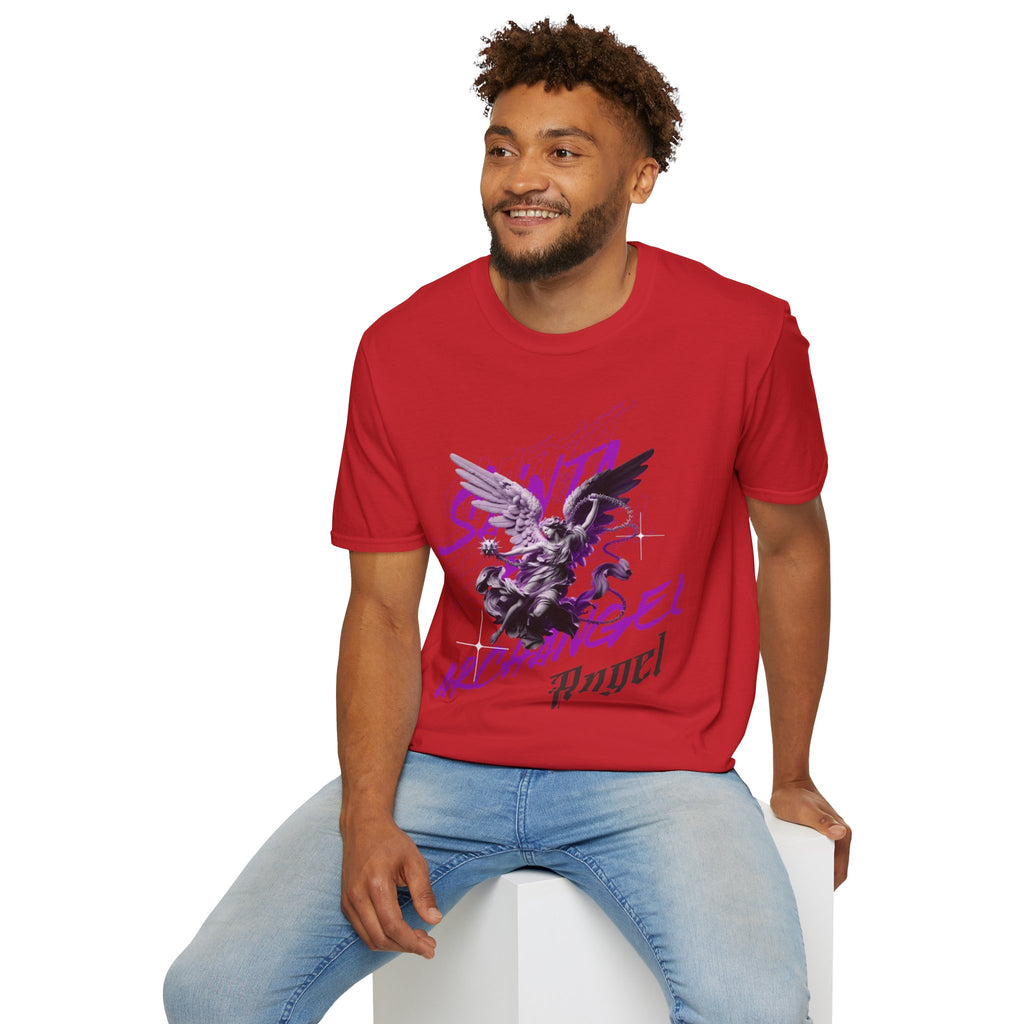 Archangel Angel T‑Shirt — Gothic Purple Statue Graphic Tee
