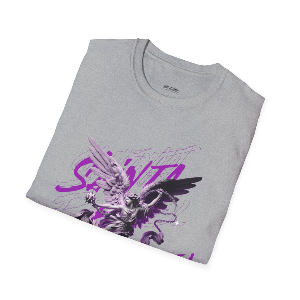 Archangel Angel T‑Shirt — Gothic Purple Statue Graphic Tee