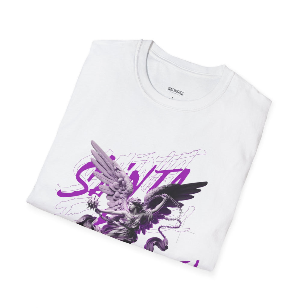 Archangel Angel T‑Shirt — Gothic Purple Statue Graphic Tee