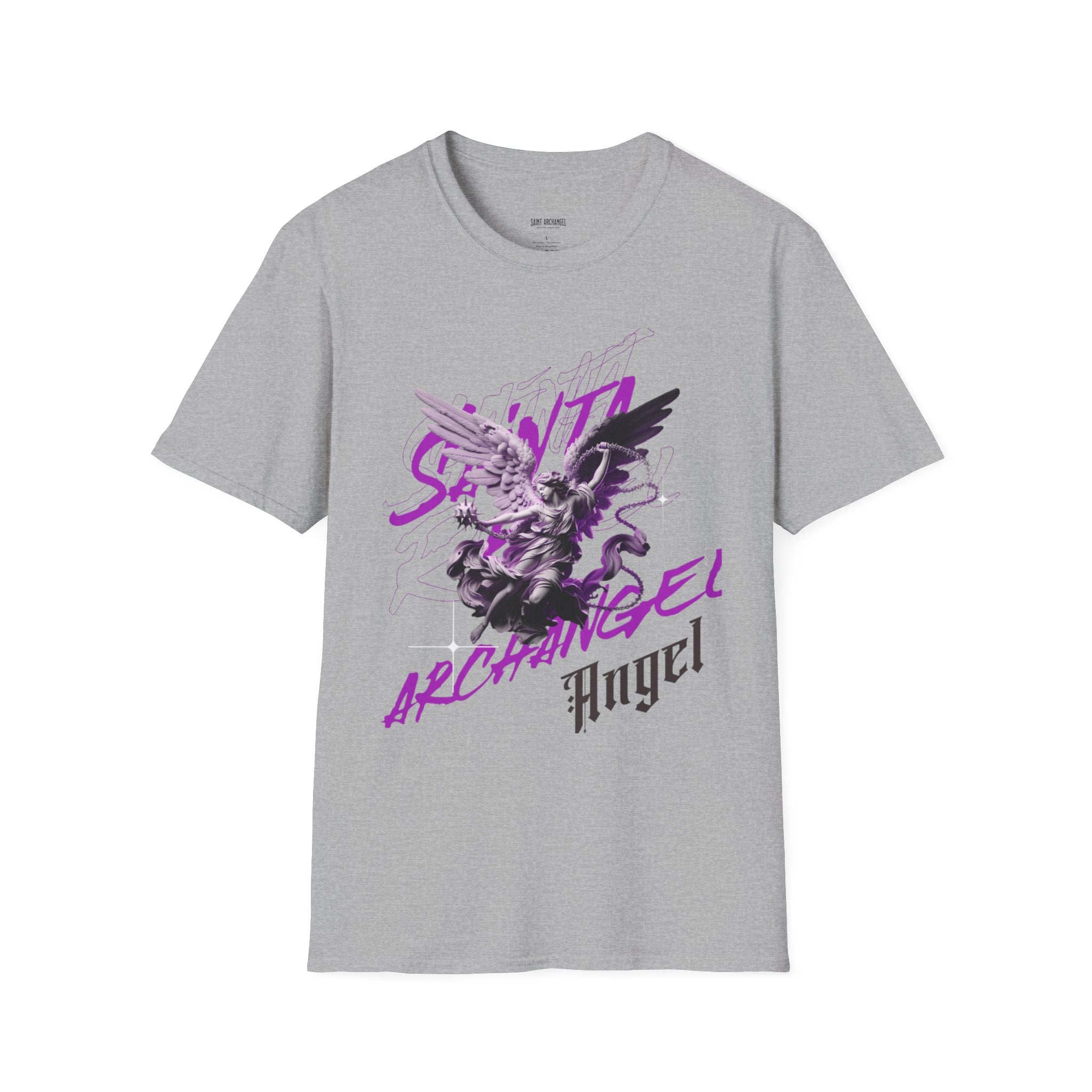 Archangel Angel T‑Shirt — Gothic Purple Statue Graphic Tee