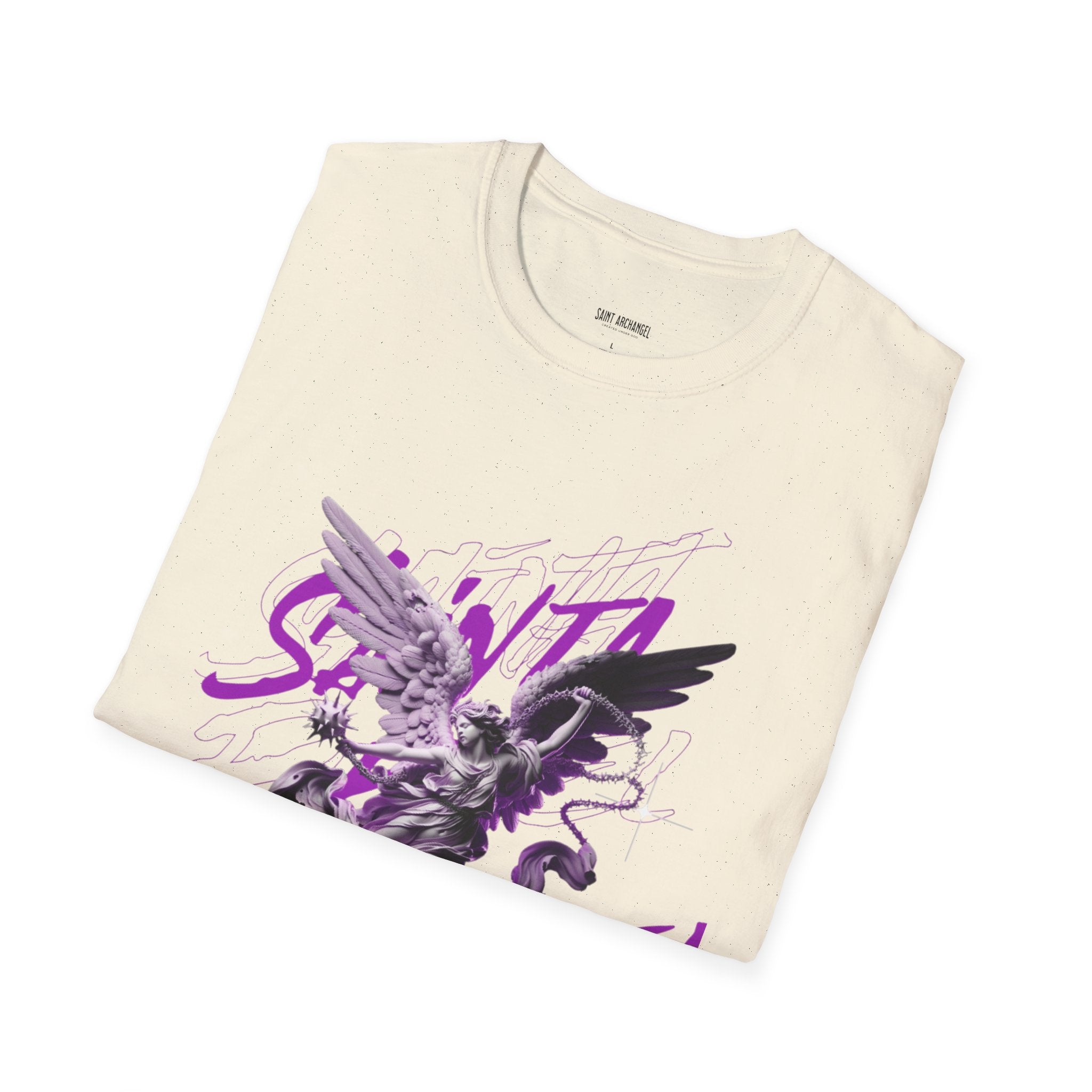 Archangel Angel T‑Shirt — Gothic Purple Statue Graphic Tee