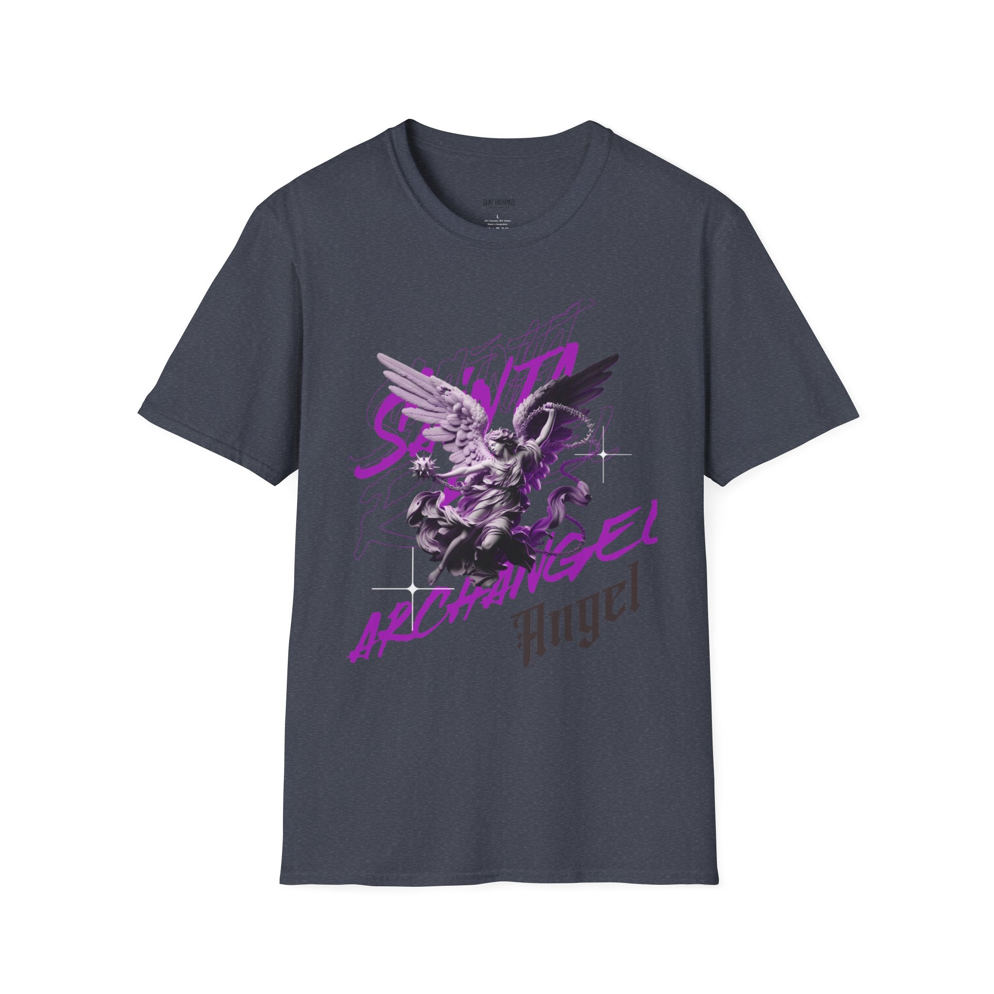 Archangel Angel T‑Shirt — Gothic Purple Statue Graphic Tee
